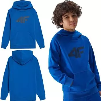 Спортивная толстовка для мальчика 4F M0925-36S с капюшоном, темно-синяя, размер 122 синий