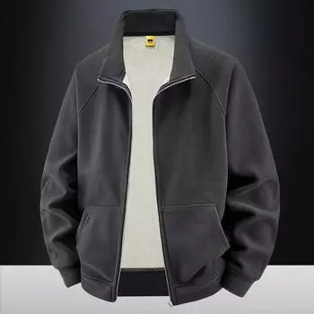 Спортивная толстовка из немецкого бархата с воротником-стойкой, мужская, базового стиля, с толстым бархатным кардиганом, свободного кроя, однотонная XXXXXL