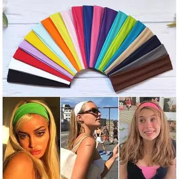Спортивная велоспорт однотонная эластичная повязка на голову, моющаяся повязка на голову, впитывающая пот, эластичная повязка для йоги, повязка на голову