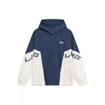 Спортивная ветровка с капюшоном Li Ning Color Block, унисекс, верхняя одежда, цвет белый AFDT845-4 L