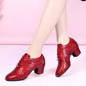 Спортивная женская обувь из коровьей кожи с мягкой подошвой для взрослых, квадратная обувь для женщин, кожаная современная обувь для латинских танцев, кроссовки для бальных танцев 36