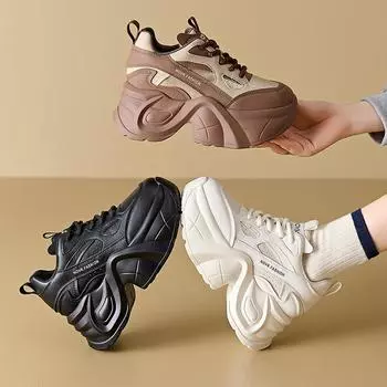 спортивная женская обувь на платформе осень и зима новые высококачественные повседневные туфли для увеличения роста папы обувь для детей универсальные 34 белый