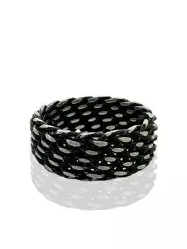 Спортивное кольцо из плетеного плетения с простым черным оксидом из стерлингового серебра 925 пробы