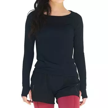 Спортивное нижнее белье YOGA от glamore Круглый вырез Длинный рукав с отверстиями для больших пальцев Защита от УФ-лучей Влагоотводящее Быстросохнущее Эластичное L Черный FT0273 [Гламур] чёрный