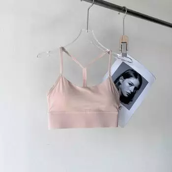 Спортивное нижнее белье Женская профессиональная одежда для йоги Бег Ударопрочные Пуш-ап бюстгальтеры Парикмахерская Верхняя одежда Фитнес Y-образная майка Красивая спина Ballet Powder M (recommended 50.50 kg-57.50 kg