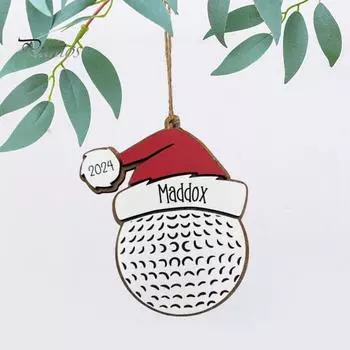 Спортивное рождественское украшение деревянный бейсбольный/волейбольный/баскетбольный мяч с шапкой Санты подвесное украшение на рождественскую елку для праздничного декора E