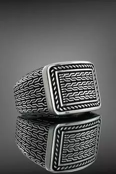 Спортивное стильное мужское кольцо из серебра 925 пробы с вышивкой без камней
