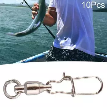 Спортивные аксессуары MUQZI, 10 шт., разъем для рыбалки из нержавеющей стали, подшипник, вертлюг с защелками 1#