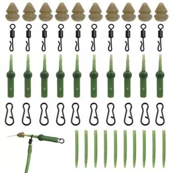 Спортивные аксессуары MUQZI, 50 шт./компл., буферные вертлюжки Chod Rig, зажимы для свинца, скользящие снасти, рыболовные снасти для карпа и хели