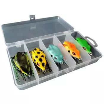 Спортивные аксессуары MUQZI, 5 шт., 3D большая лягушка, верхняя водная рыболовная приманка, крючки для воблинга, приманка для окуня, снасти, инструмент