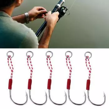 Спортивные аксессуары MUQZI, 5 шт., рыболовные крючки из нержавеющей стали, аксессуары для снастей для рыбалки в море и океане на открытом воздухе 10#