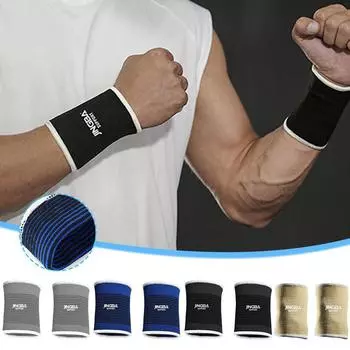 Спортивные аксессуары Нейлоновый браслет на запястье Дышащие бинты на запястье Женщины Черный Серый Синий Эластичный M6B7 Black-One size