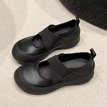 Спортивные балетки Мэри Джейн с перекрестными ремешками, женские туфли, новая платформа, внутренняя высота, круглый носок, маленькие одинарные туфли 35