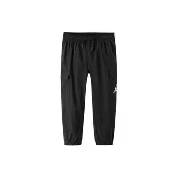 Спортивные брюки Air Jordan Kids с однотонным принтом логотипа, двумя боковыми карманами и манжетами на щиколотках, детские брюки черного цвета JD2232108GS-001 L