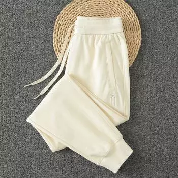 Спортивные брюки из чистого хлопка женские 2024 новые весенне-осенние хлопковые брюки осенние спортивные штаны женские весенне-осенние железо-серые женские брюки Apricot XL code pants