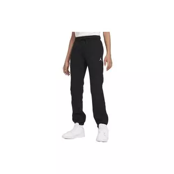 Спортивные брюки Jordan Kids Solid Color Casual с принтом логотипа и манжетами на завязках, трикотажные, детские, черные, DO3642-010 M
