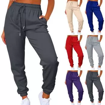 Спортивные брюки-карго для женщин, спортивные однотонные повседневные спортивные штаны с карманами и шнурком XL