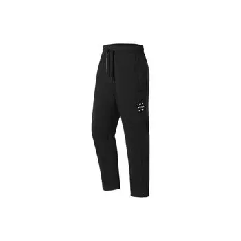 Спортивные брюки Li Ning Fitness Series с логотипом и принтом, однотонные, прямые, мужские, черные AKYS009-1 XXXXL
