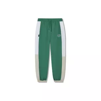 Спортивные брюки Li Ning с полоской из букв, на манжетах, свободного кроя, вязаные, мужские, зеленые AYKT701-1 L