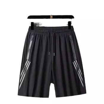 Спортивные брюки, мужские быстросохнущие капри большого размера, мужские свободные повседневные шорты из тонкого ледяного шелка для фитнеса 8XL чёрный
