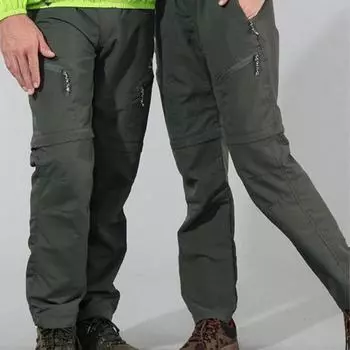 Спортивные брюки на открытом воздухе для мужчин и женщин, повседневные однотонные быстросохнущие съемные брюки для пеших прогулок, кемпинга XXL армия зеленый
