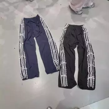 Спортивные брюки с бабочками и эластичной талией и кружевной отделкой XL чёрный