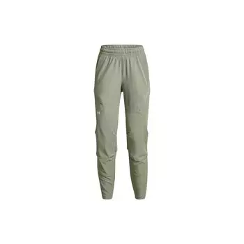 Спортивные брюки Under Armour Anywhere однотонные водоотталкивающие со светоотражающей полосой, эластичным поясом, вязаные, женские, зеленые 1379018-504 XL