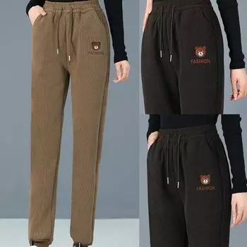 Спортивные брюки женские осенне-зимние с флисовой подкладкой, утолщенные, мужские и женские, одинаковые повседневные спортивные брюки с завязками на щиколотке S чёрный