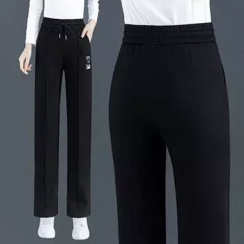 Спортивные брюки женские спортивные брюки 2024 новые осенне-зимние женские бархатные брюки повседневные прямые широкие брюки брюки с высокой талией S