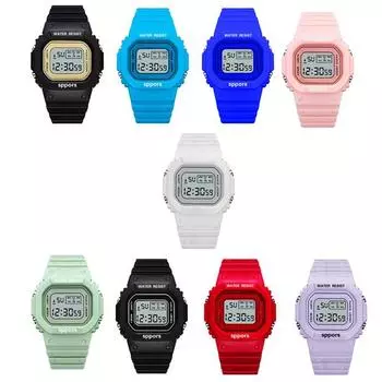 Спортивные часы Маленькие квадратные электронные часы Водонепроницаемые светящиеся светодиодные часы