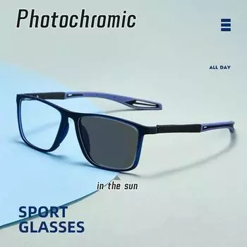 Спортивные фотохромные очки для близорукости, гибкие унисекс TR90, уличные УФ-солнцезащитные очки, очки для мужчин и женщин, сверхлегкие очки для близорукости -1.5