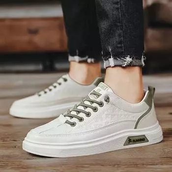 Спортивные и досуговые мужские туфли на плоской подошве, осенние кожаные туфли на одну ногу, белые туфли 39