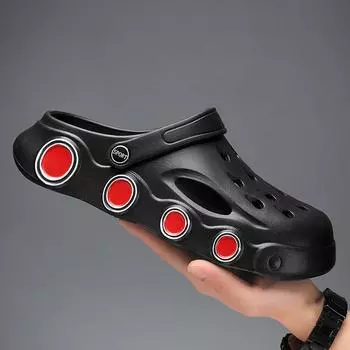 Спортивные и досуговые туфли Hole Shoes Мужские уличные нескользящие мужские тапочки с толстой подошвой Trend Outer Bag Head Beach Sandals 39 серый