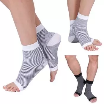 Спортивные компрессионные носки Защитное снаряжение для бега Защитные эластичные носки от растяжения связок Две пары S чёрный