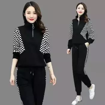 Спортивные костюмы для женщин Спортивные костюмы Костюмы в стиле вестерн Толстовка весна-осень Леггинсы, замедляющие старение Спортивный комплект из двух предметов 4XL белый