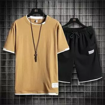 Спортивные костюмы мужские футболки летние спортивные весенние футболки + шорты повседневные мужские спортивные костюмы спортивная одежда комплекты мужской одежды для фитнеса 6XL XXL