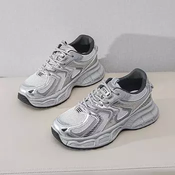 Спортивные кроссовки для пап, женские, весна-осень 2024, новые универсальные студенческие кроссовки в Корейском стиле с толстой подошвой, увеличивающие рост, повседневные дышащие кроссовки для бега 35