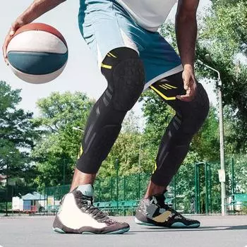 Спортивные наколенники с двойной волнистой силиконовой противоскользящей конструкцией. Отдельная защита от столкновений. Сотовые защиты коленной чашечки под давлением для предотвращения столкновений. XL чёрный