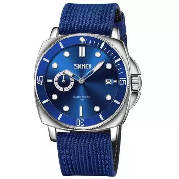 Спортивные наручные часы Стильные брендовые часы с нейлоновым ремешком Водонепроницаемые Большие повседневные деловые аналоговые флуоресцентные роскошные настоящие синие часы для мужчин