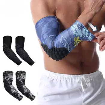 Спортивные нарукавники Компрессионные налокотники для спортзала Баскетбольные налокотники Защита рук для волейбола и футбола Подходит для взрослых, подростков и детей M