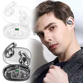 Спортивные наушники с креплением на ухо Беспроводная Bluetooth-гарнитура Висячие не в ухо Наушники-вкладыши Наушники бизнес-типа с креплением на ухо One Size чёрный