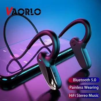 Спортивные наушники VAORLO с костной проводимостью, Bluetooth 5,0, беспроводные наушники с открытым ухом и шейным ремешком, IPX5, водонепроницаемые для занятий спортом на велосипеде синий