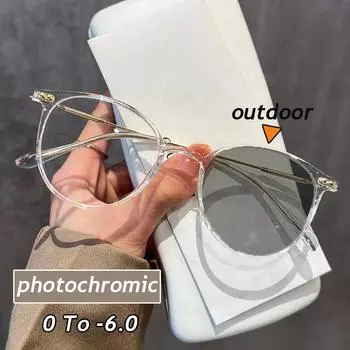 Спортивные очки для близорукости, фотохромные, блокирующие синий свет, компьютерные очки без очков, готовые оптические очки для близорукости, от 0 до -6,0 -6.0