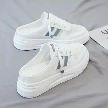 Спортивные полутапочки для отдыха, женские летние стильные женские туфли в корейском стиле, сандалии смешанной партии с мягкой подошвой, женские сандалии 35