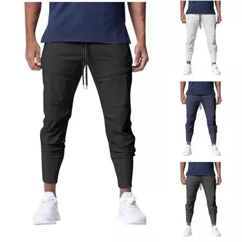 Спортивные повседневные брюки Slim Fit Маленькие ноги Фитнес Бег Тренировочные леггинсы L чёрный