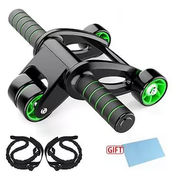 Спортивные ролики для пресса, колесо для упражнений, колесо для силовых тренировок, набор роликов для брюшного пресса, эспандеры, коленный коврик, оборудование для домашнего спортзала чёрный