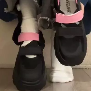 Спортивные сандалии на липучке женские 2024 года, летние новые туфли на платформе с сумкой на голову, модные повседневные туфли для папы, милые 35