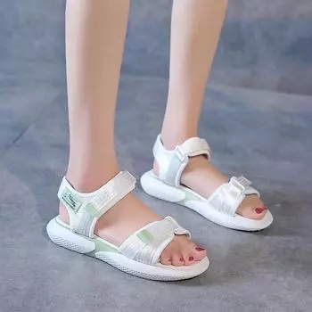 Спортивные сандалии на платформе женские 2025 года, новые весенне-летние модные повседневные студенческие пляжные туфли на липучках 35 серый