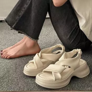 Спортивные сандалии женские 2024 лето новая платформа мода темперамент повседневная римская обувь нишевая пляжная обувь прилив 35