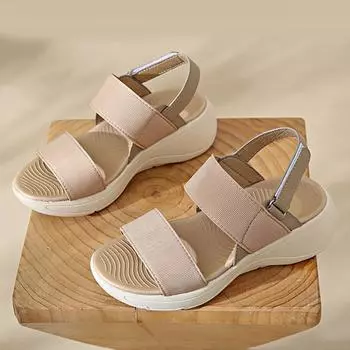 Спортивные сандалии женские эластичные летние новые женские плоские верхние туфли на плоской подошве повседневные пляжные туфли на танкетке сандалии на платформе женские 35 зелёный